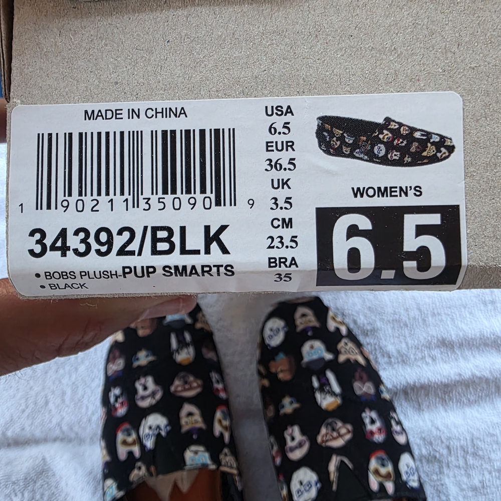 Skechers Black Flats with Colorful Dog Print